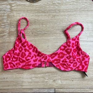Beach Riot Pink Leopard Print Bikini Top